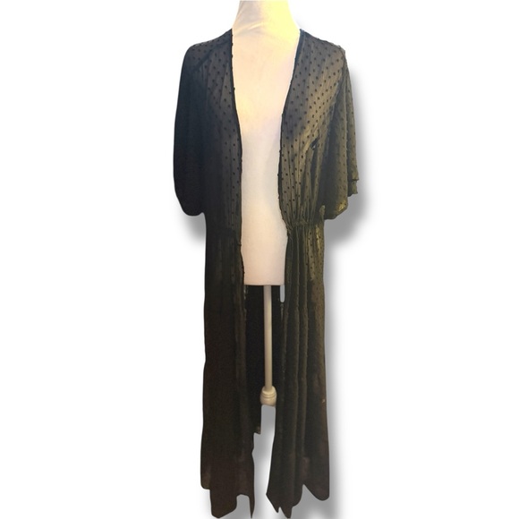 Torrid Women’s Sheer Black Swiss Dot Long Cardigan Boho Whimsigoth Duster Size 4 - Picture 1 of 5